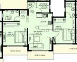 Floor plan of 2 BHK 1020 Sq. Ft. Apartment in Aspen Park, Mumbai