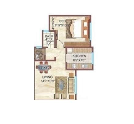 1 BHK 384 Sq. Ft. Apartment in Aspen Rajhans Kshitij