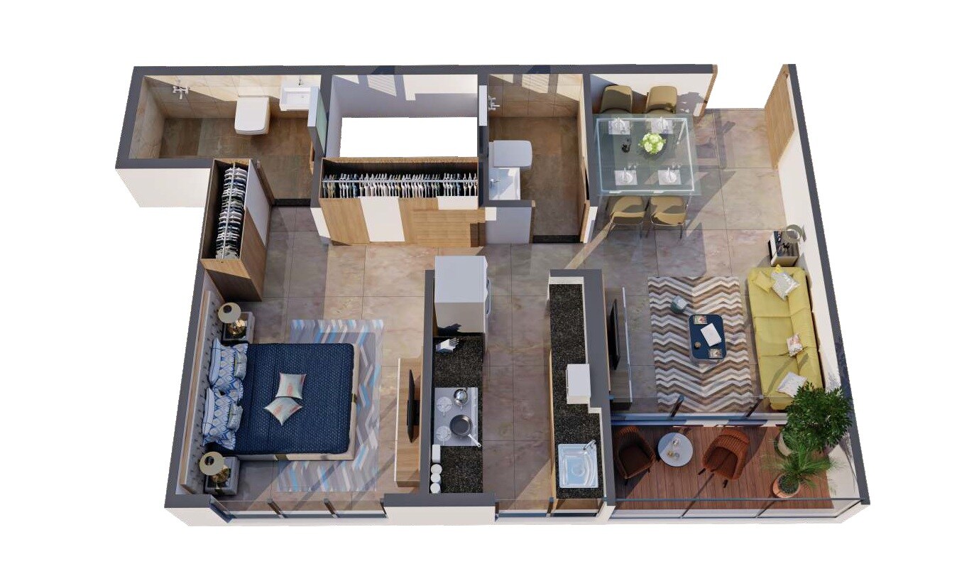 Floor plan of 1 BHK 466 Sq. Ft. Apartment in Astrum Athena, Mumbai