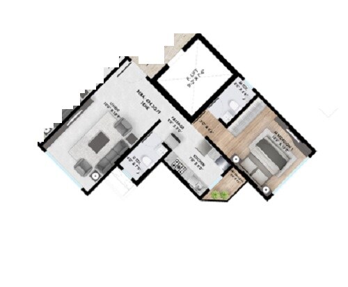 Floor plan of 1 BHK 494 Sq. Ft. Apartment in Atharv Aaradhyam, Mumbai