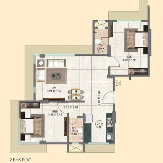 2 BHK 647 Sq. Ft. Apartment in Atharv Palace Vile Parle