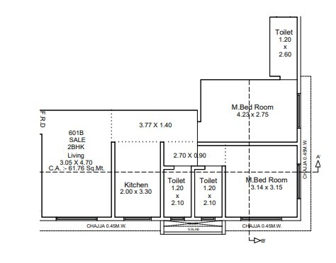 Floor plan of 2 BHK 586 Sq. Ft. Apartment in Atlas Residency, Mumbai