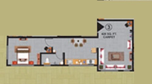 Floor plan of 1 BHK 295 Sq. Ft. Apartment in Atlas Royal A, Mumbai