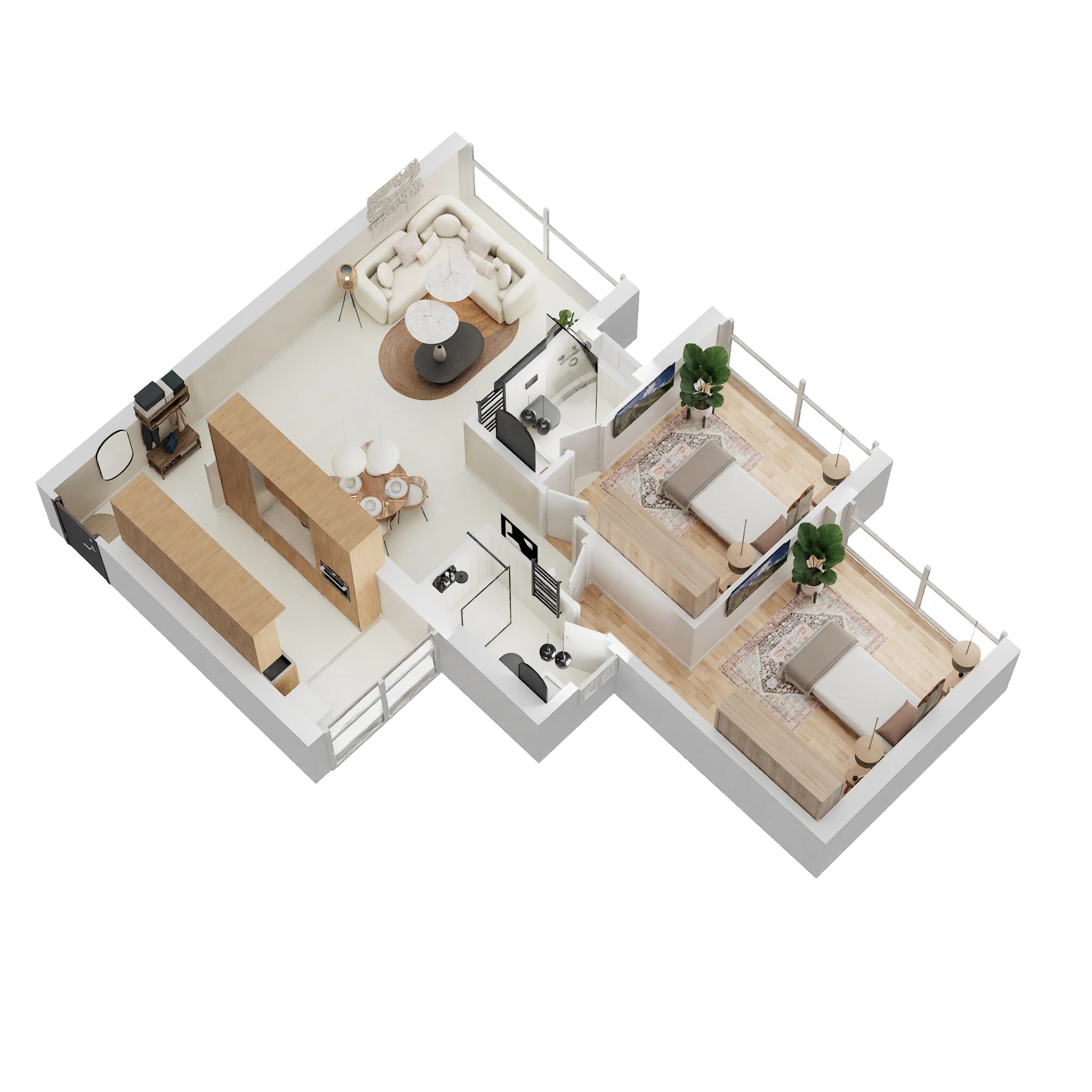 Floor plan of 2 BHK 691 Sq. Ft. Apartment in Atul Life, Mumbai