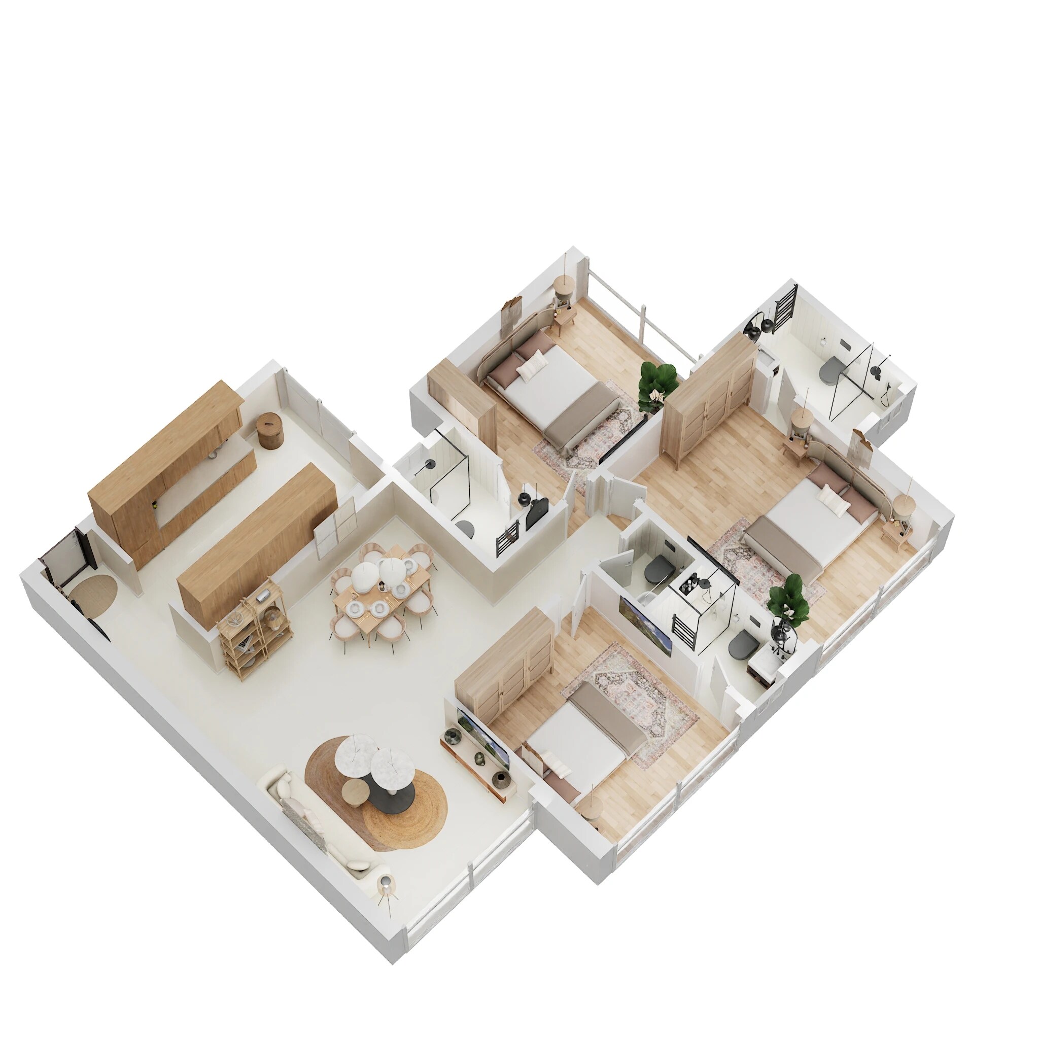 Floor plan of 3 BHK 1000 Sq. Ft. Apartment in Atul Life, Mumbai