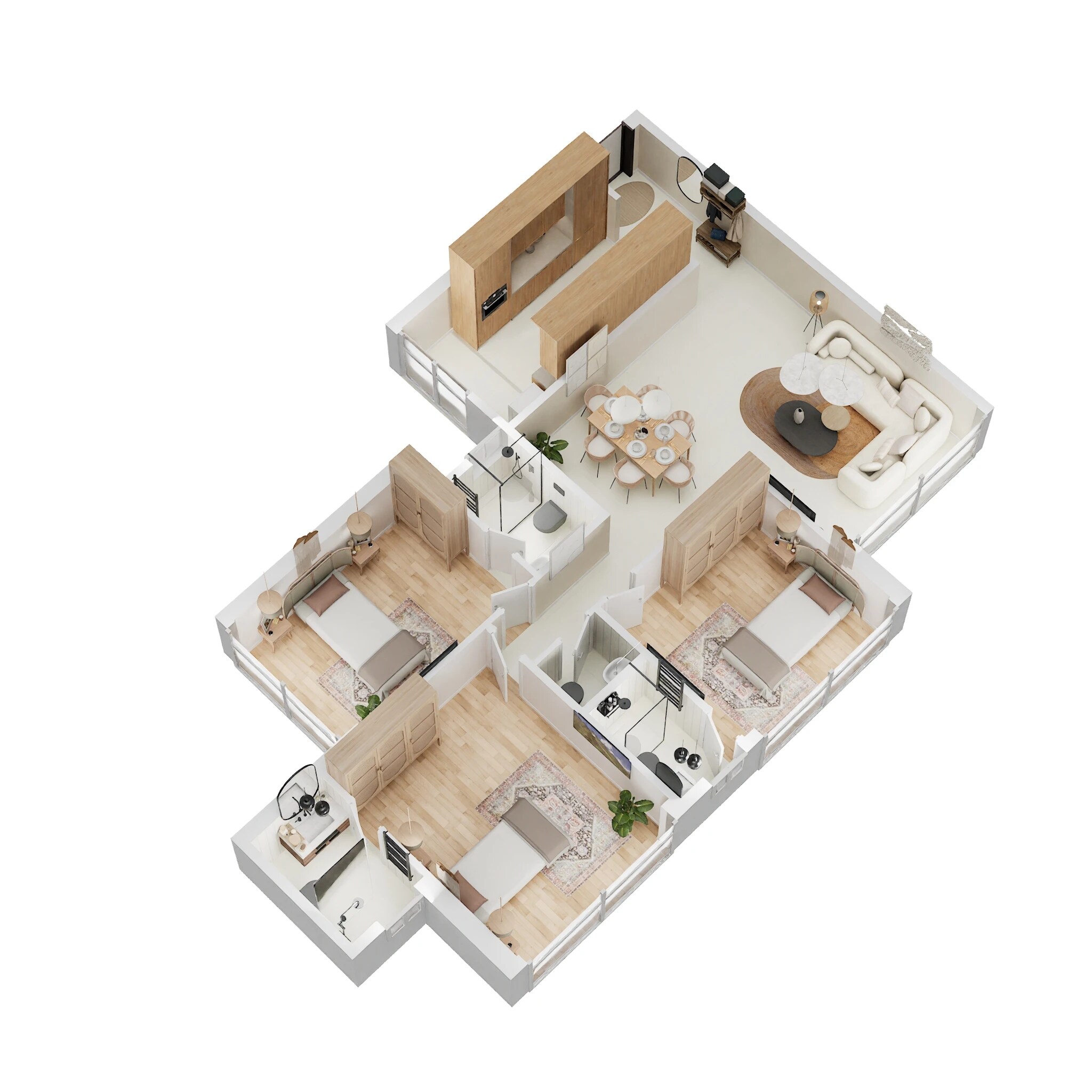 Floor plan of 3 BHK 1075 Sq. Ft. Apartment in Atul Life, Mumbai
