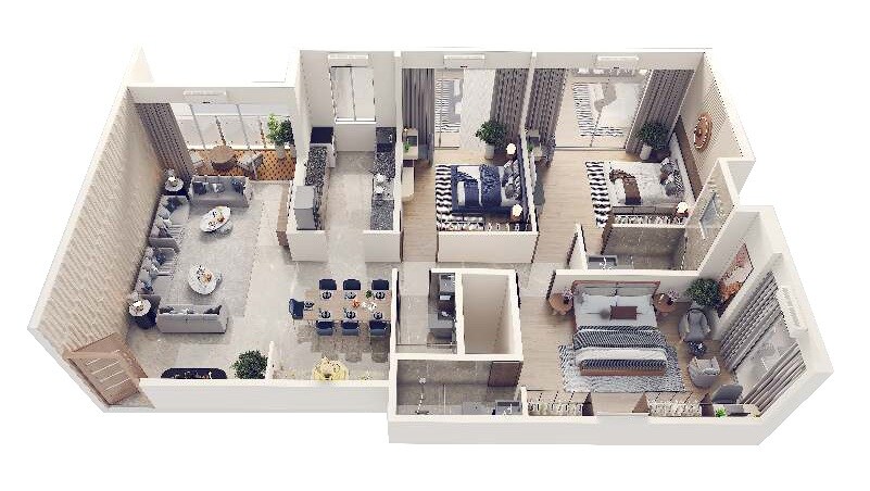 3 BHK 1040 Sq. Ft. Apartment