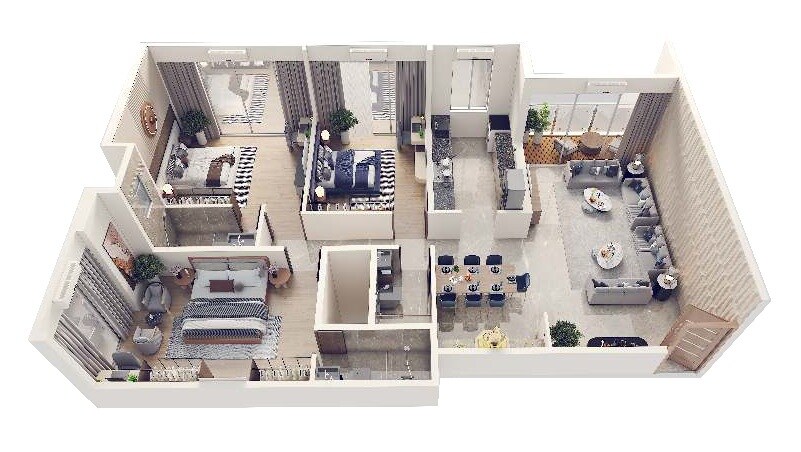 3 BHK 1126 Sq. Ft. Apartment