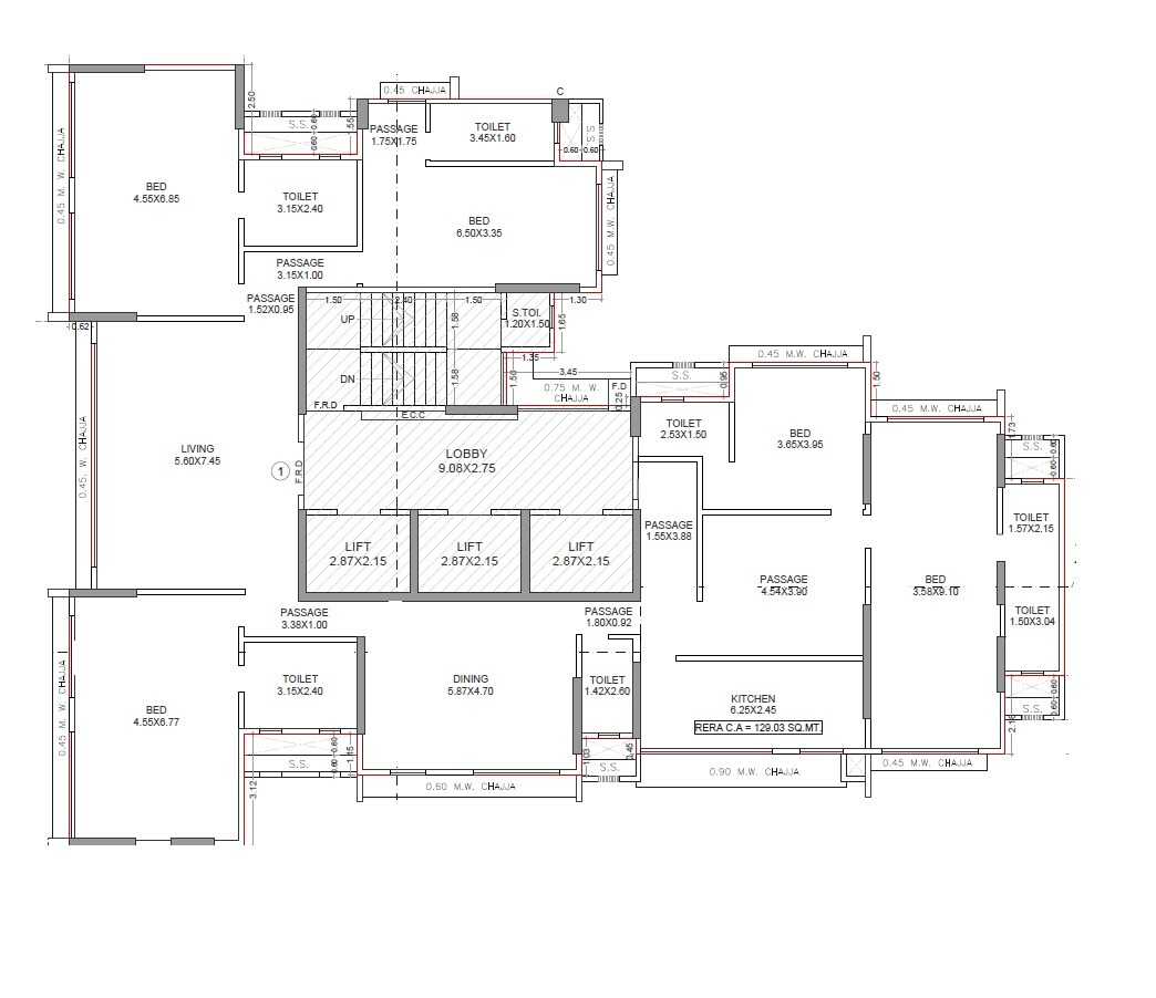 Floor plan of 5 BHK 2719 Sq. Ft. Apartment in Aum Nav Kiran, Mumbai