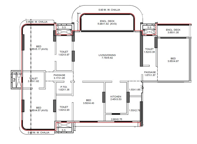 Floor plan of 4 BHK 3880 Sq. Ft. Apartment in Aum Nirvan, Mumbai