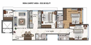  3 BHK Apartment at Aventus Westbrook, Andheri East – for Rent