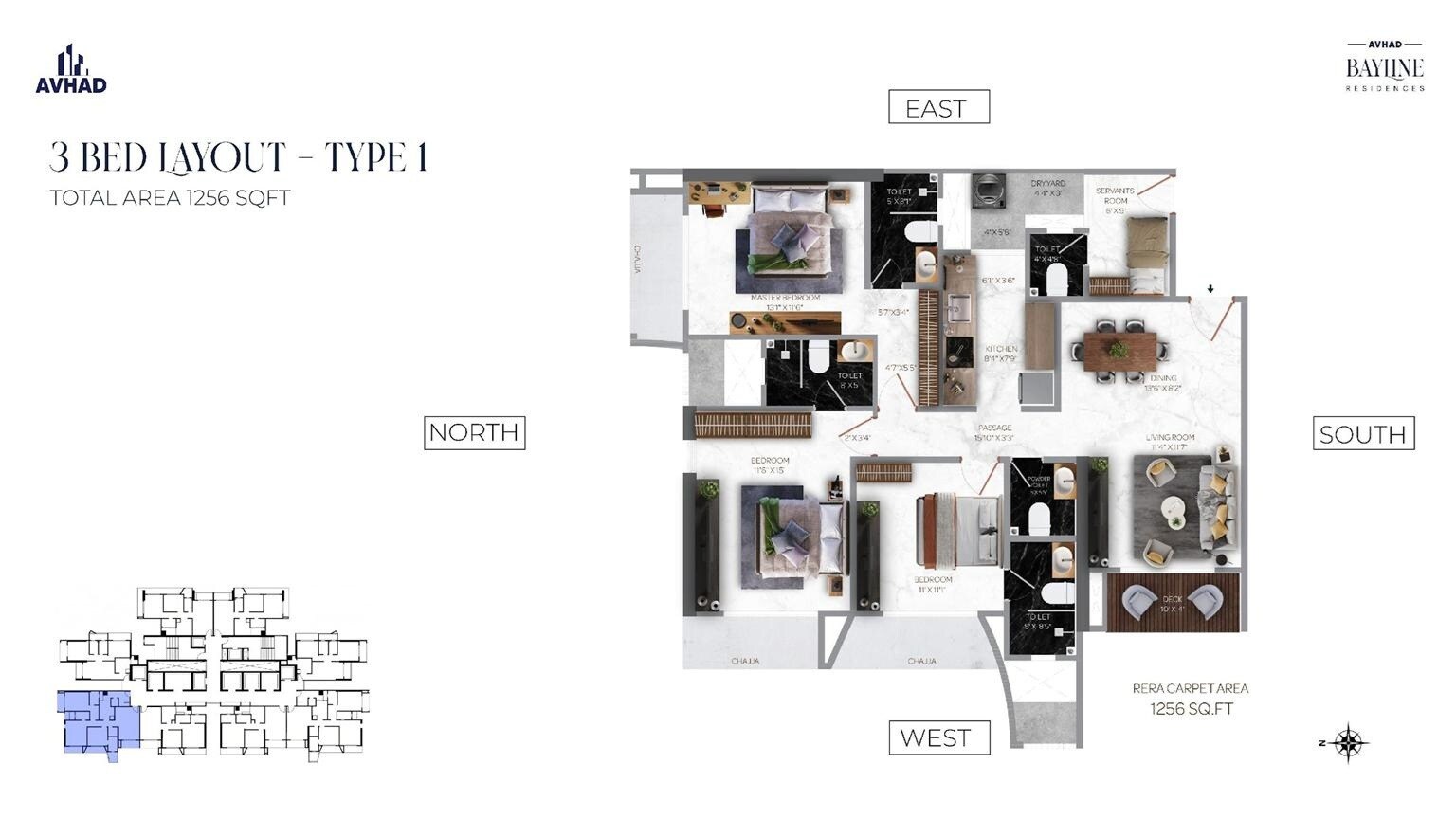 3 BHK 1256 Sq. Ft. Apartment