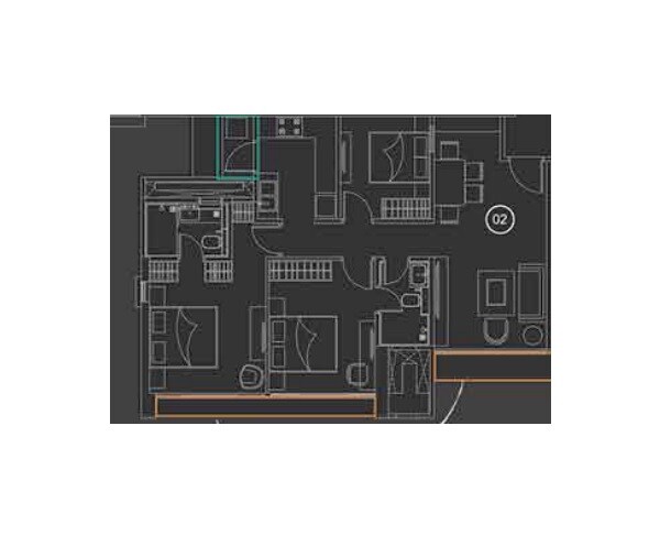 Floor plan of 3 BHK 1318 Sq. Ft. Apartment in Avighna IX, Mumbai