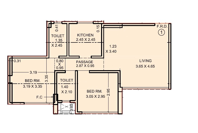 2 BHK 641 Sq. Ft. Apartment
