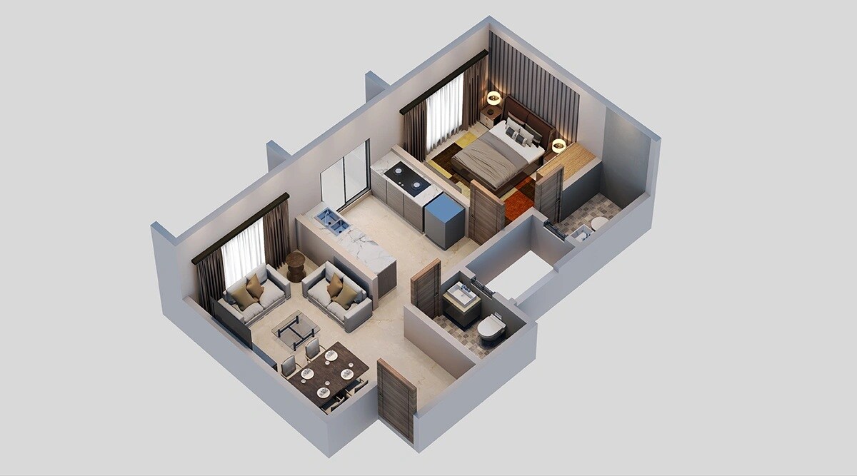 1 BHK 404 Sq. Ft. Apartment