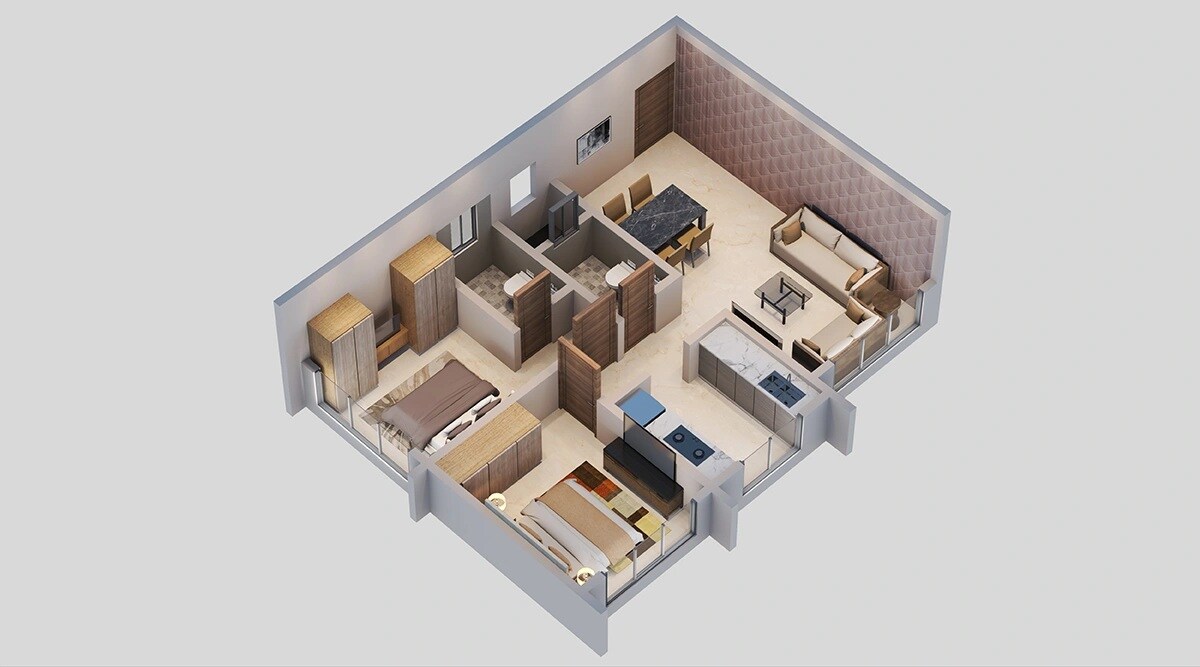 2 BHK 531 Sq. Ft. Apartment