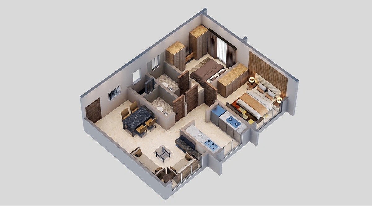 2 BHK 560 Sq. Ft. Apartment