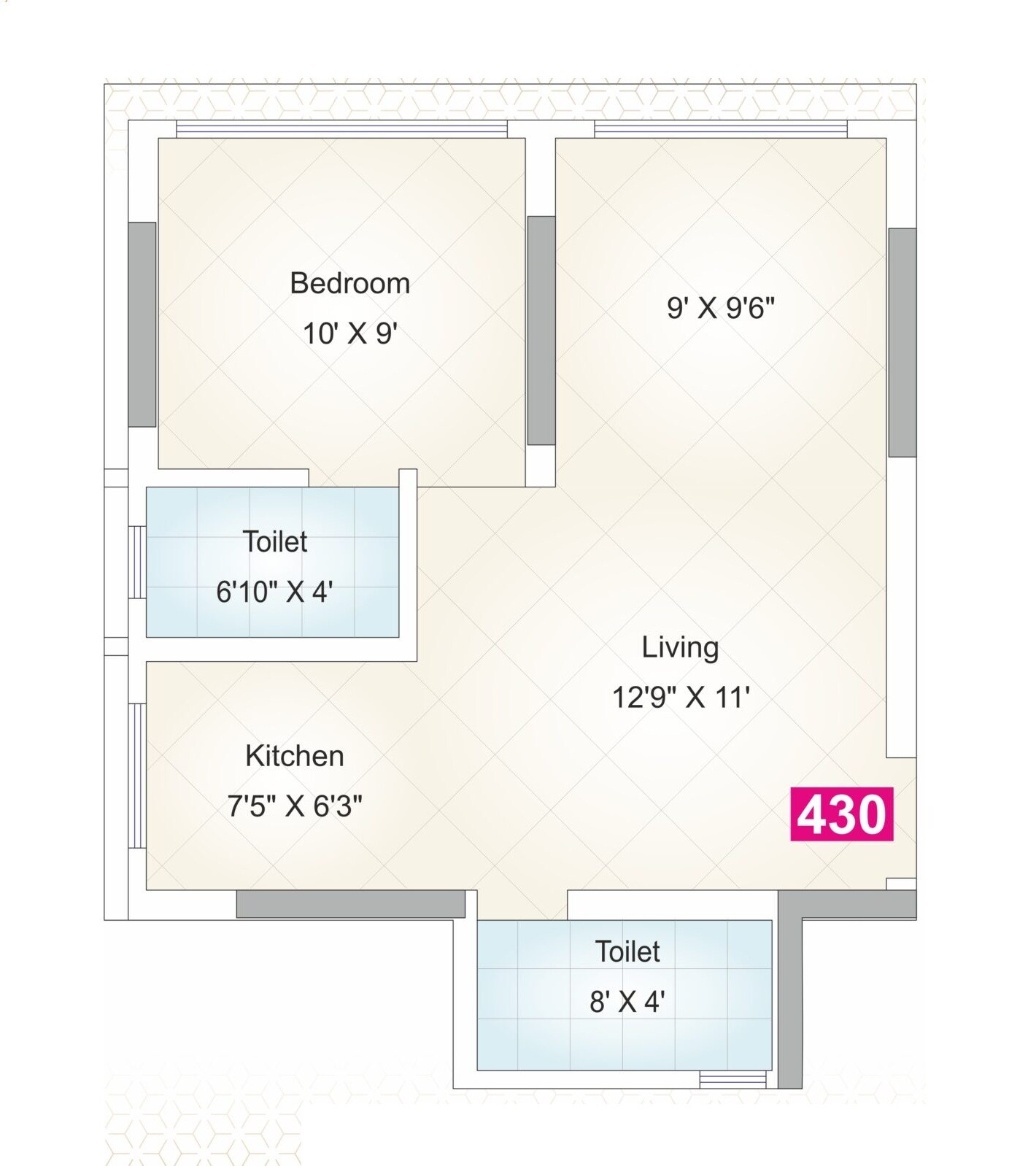 Floor plan of 1 BHK 533 Sq. Ft. Apartment in Avvad Shubham Atlanta, Mumbai