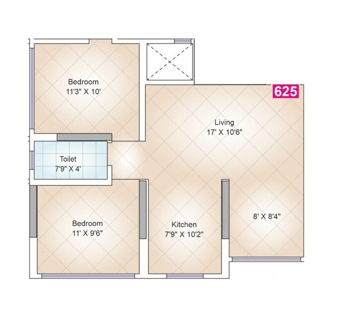 2 BHK 656 Sq. Ft. Apartment