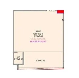 Floor plan of 521 Sq. Ft. Office Space in Avvirahi Platinum, Mumbai