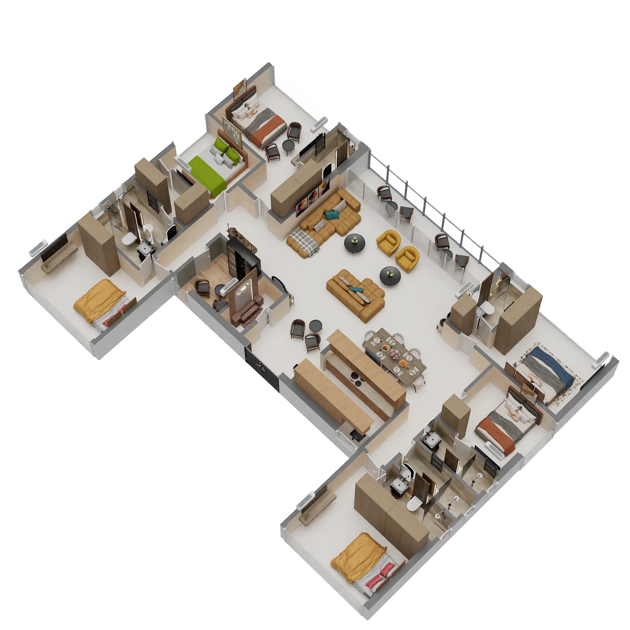 Floor plan of 6 BHK 2572 Sq. Ft. Apartment in Bafna Siddhgiri, Mumbai