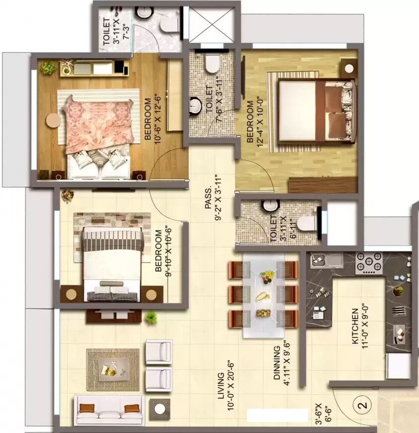 Other, bajaj-emerald 3 Bedroom 970 Sq.Ft. Apartment In Andheri East Mumbai 6462510