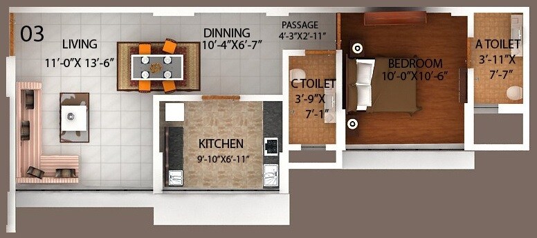 1 BHK 488 Sq. Ft. Apartment