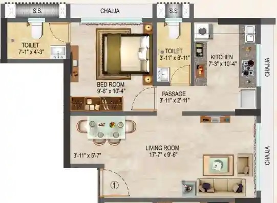 1 BHK 458 Sq. Ft. Apartment in Balaji Darshan Borivali East