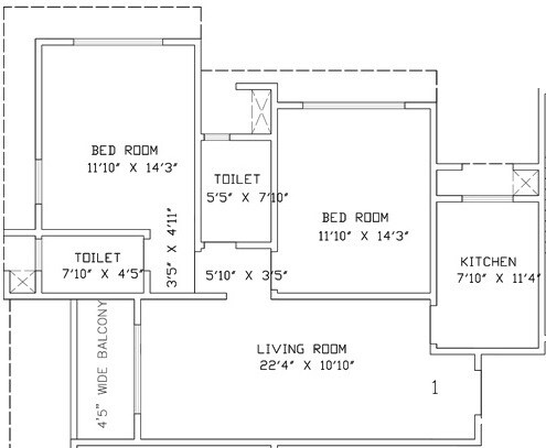 2 BHK 441 Sq. Ft. Apartment