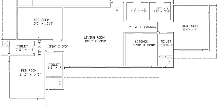 3 BHK 789 Sq. Ft. Apartment