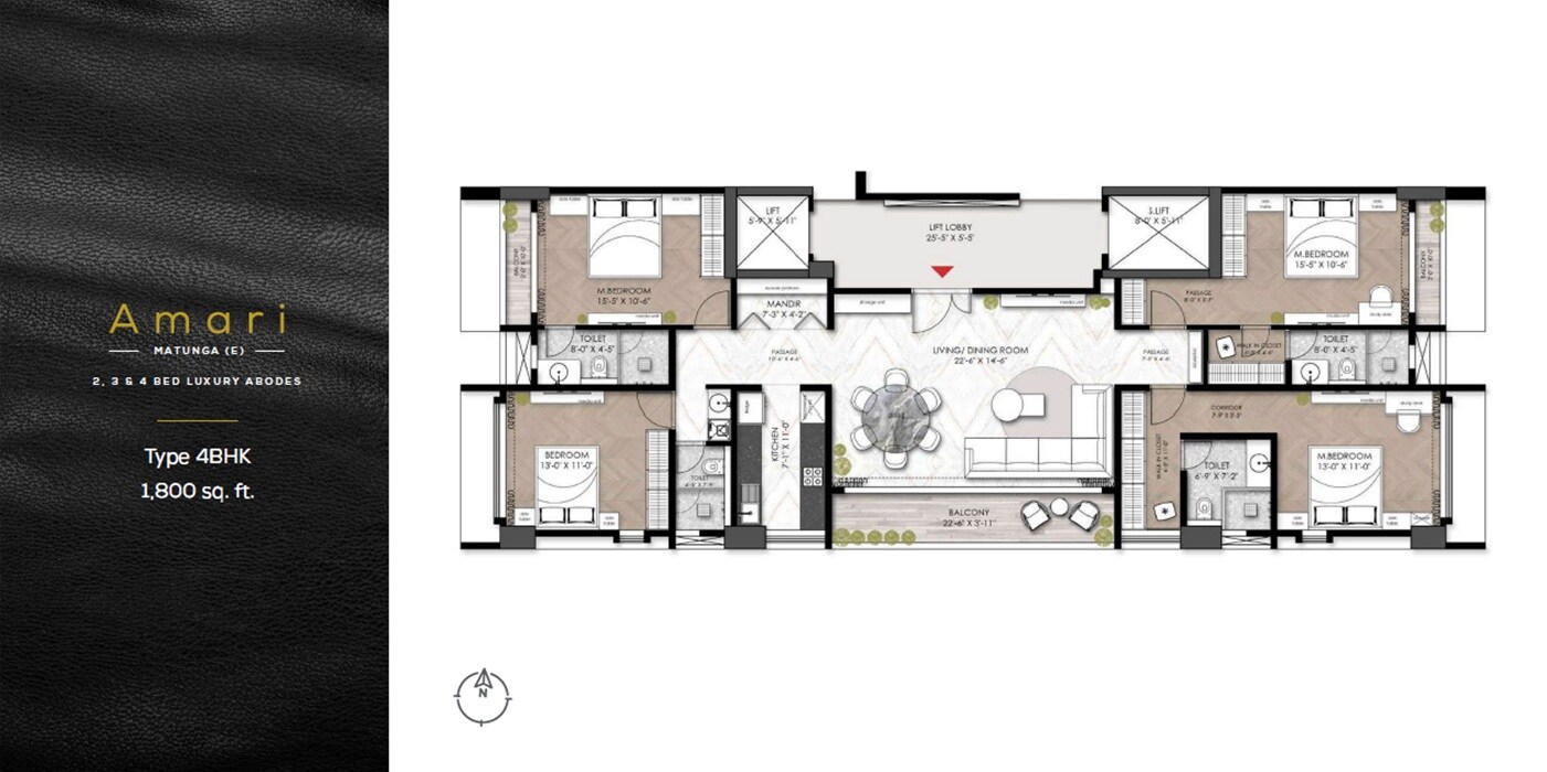 4 BHK 1800 Sq. Ft. Apartment