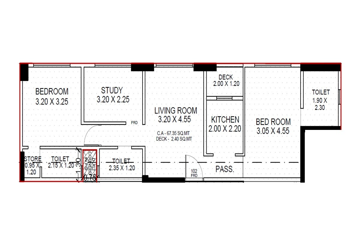 2 BHK 725 Sq. Ft. Apartment