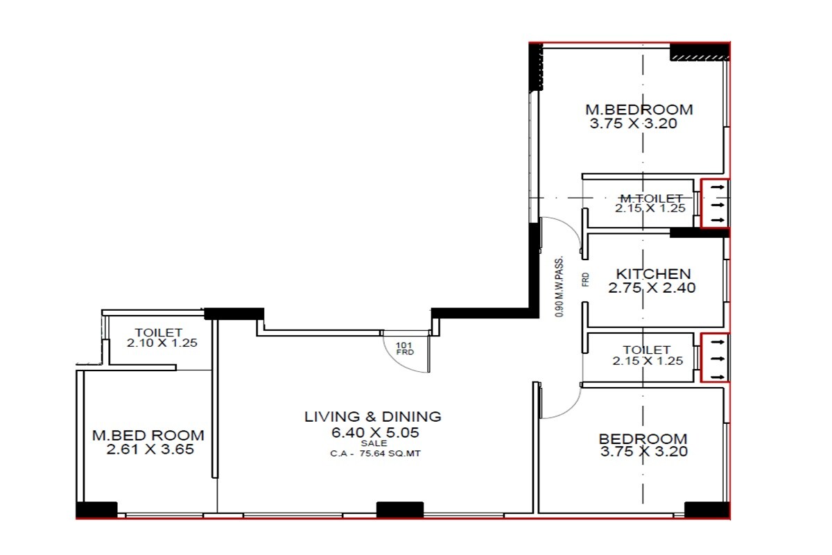 3 BHK 814 Sq. Ft. Apartment