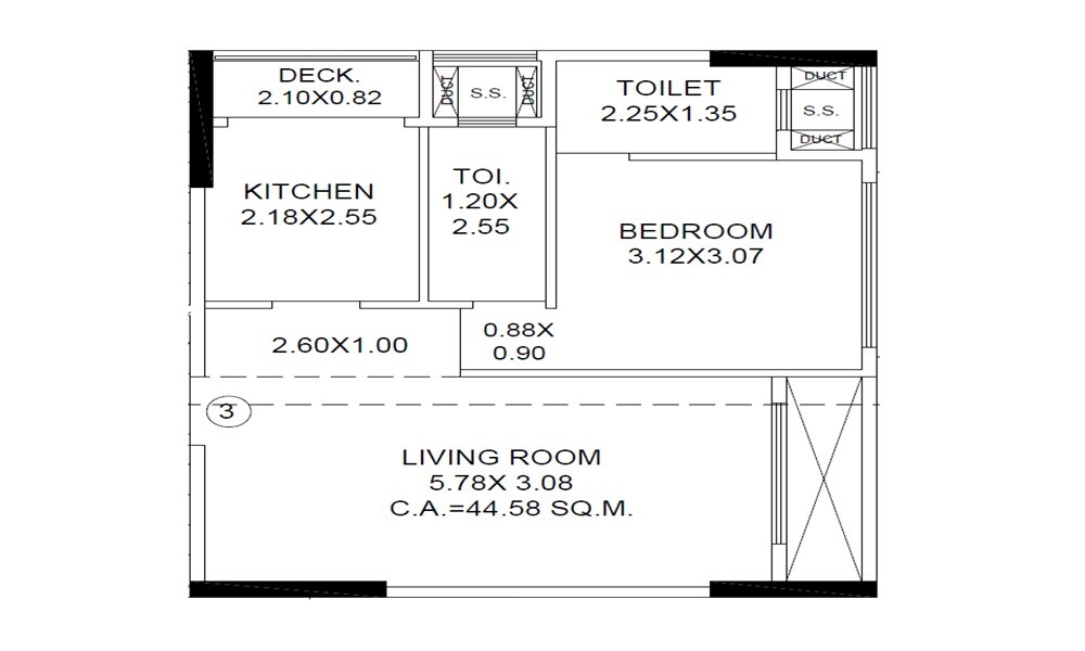 Floor plan of 1 BHK Apartment - 480 sq. ft. in Bhagwan Mahajan Wadi, Mumbai