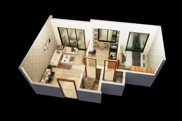 Floor plan of 1 BHK 305 Sq. Ft. Apartment in Bhagyawati Prem Sambhandh CHS, Mumbai