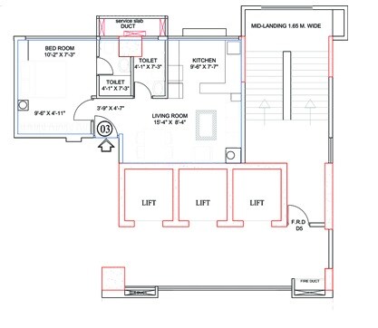 Floor plan of 1 BHK 360 Sq. Ft. Apartment in Bhairaav Blessings, Mumbai
