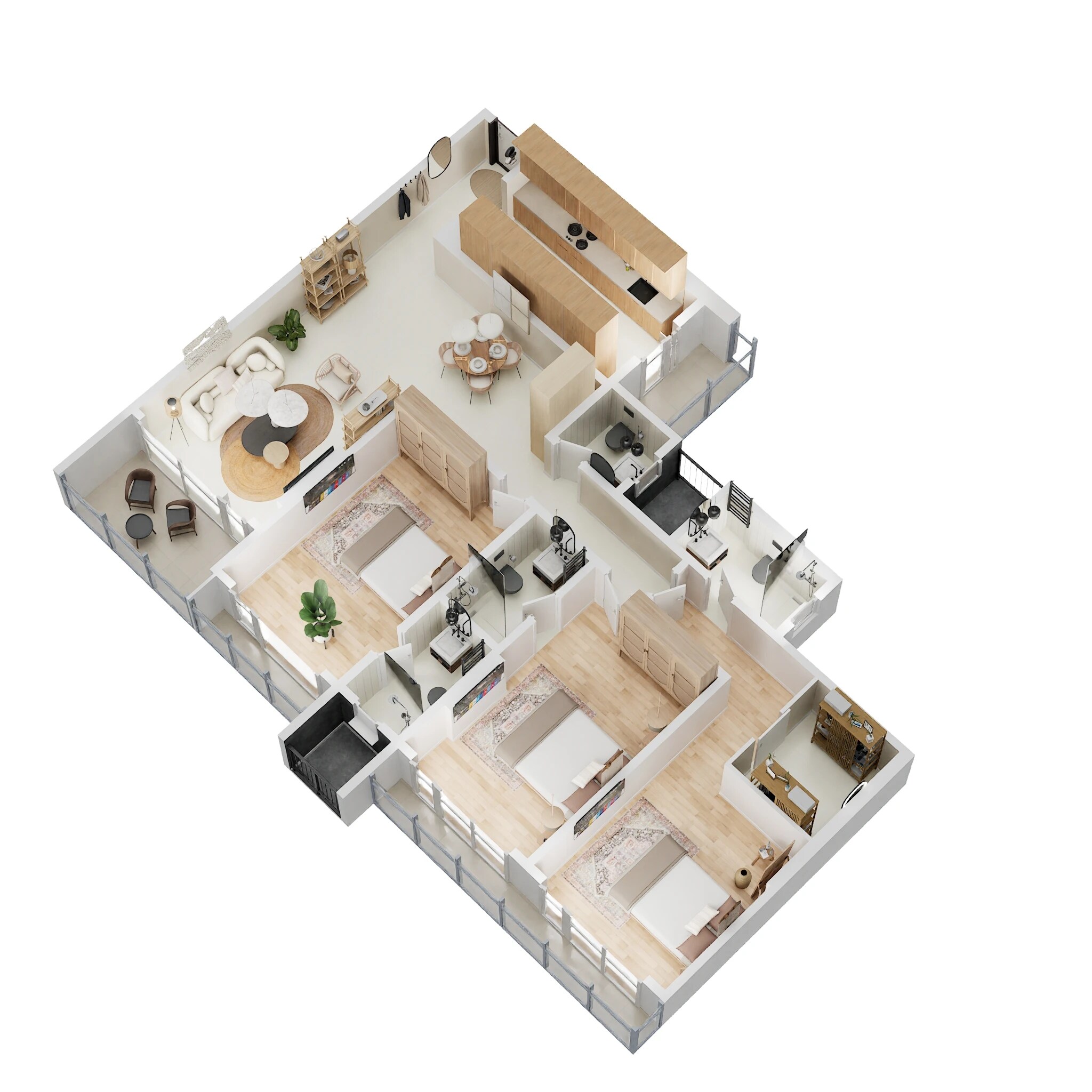 Floor plan of 3 BHK 1283 Sq. Ft. Apartment in Bharat Alta Vistas, Mumbai