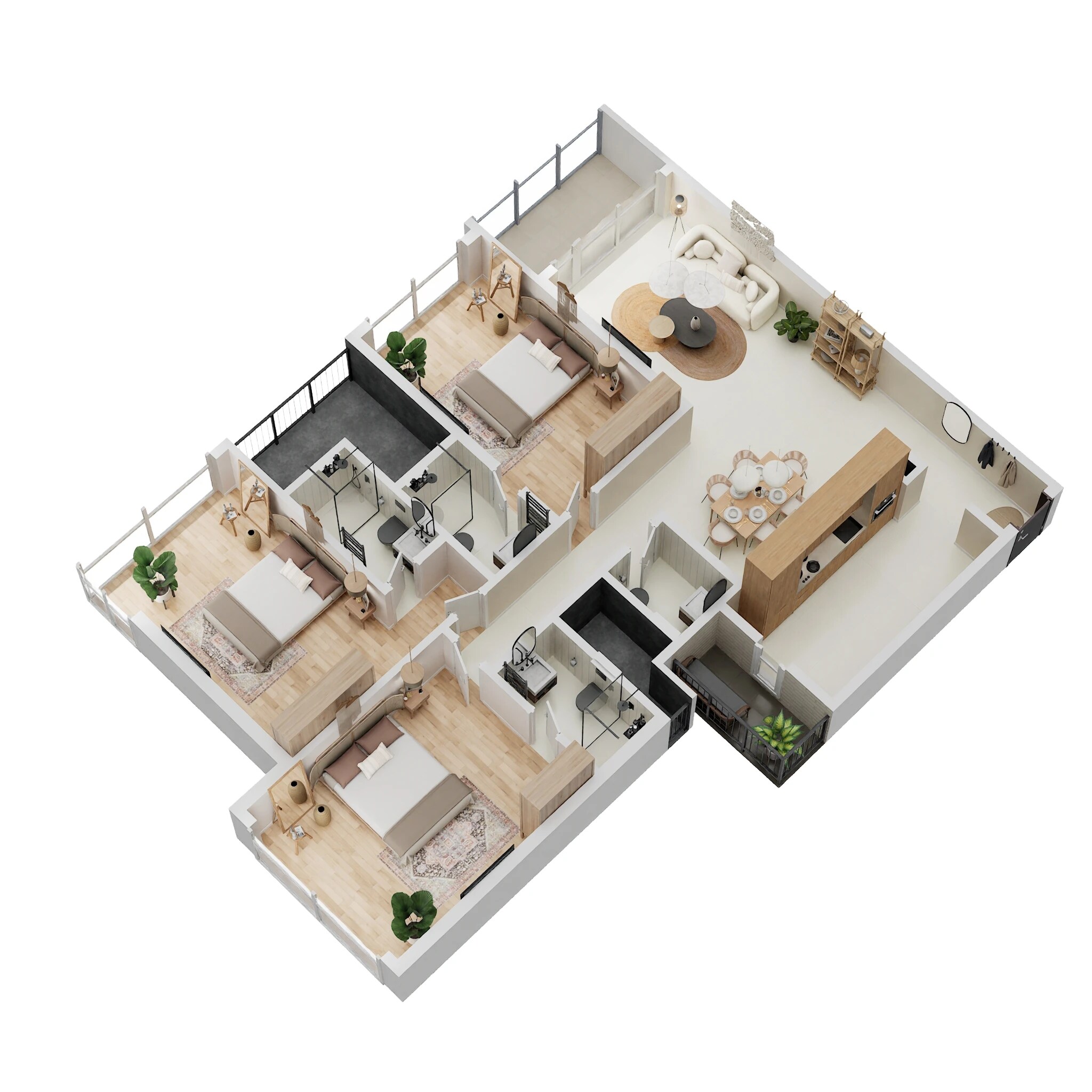 Floor plan of 3 BHK 1308 Sq. Ft. Apartment in Bharat Alta Vistas, Mumbai