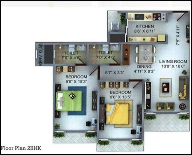 2 BHK 1150 Sq. Ft. Apartment in Bharat Belmonte