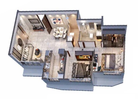 Floor plan of 2 BHK 663 Sq. Ft. Apartment in Bharti Aarambh, Mumbai