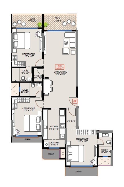 3 BHK 1243 Sq. Ft. Apartment