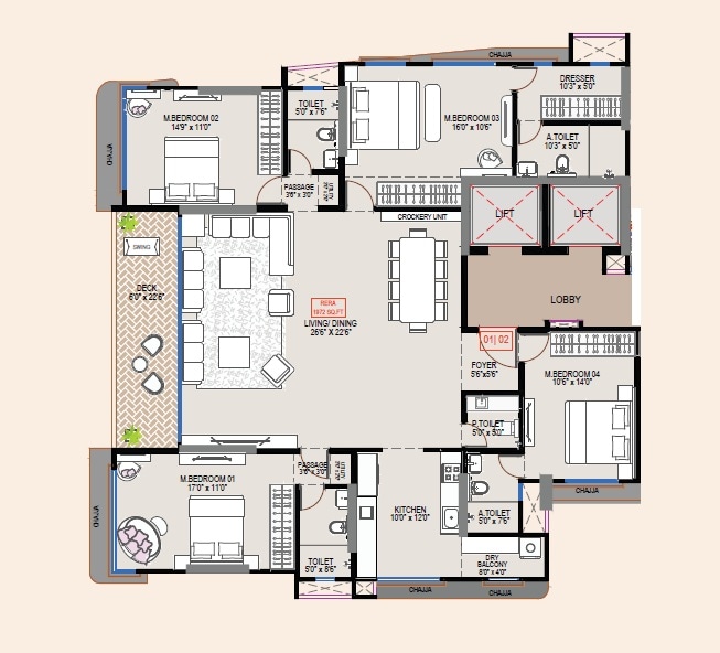 4 BHK 1972 Sq. Ft. Apartment