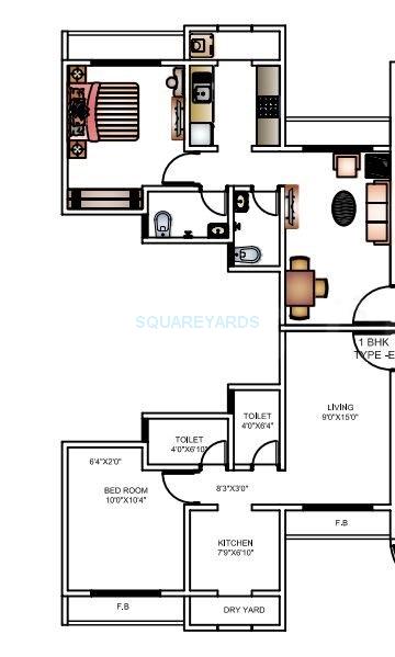 Floor plan of 1 BHK 640 Sq. Ft. Apartment in Bhoomi Arkade, Mumbai