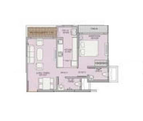 Floor plan of 1 BHK 413 Sq. Ft. Apartment in Bhoomi Harmony, Mumbai