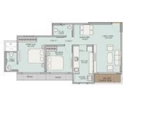 Floor plan of 2 BHK 609 Sq. Ft. Apartment in Bhoomi Harmony, Mumbai
