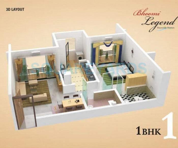 Floor plan of 1 BHK 705 Sq. Ft. Apartment in Bhoomi Legend, Mumbai