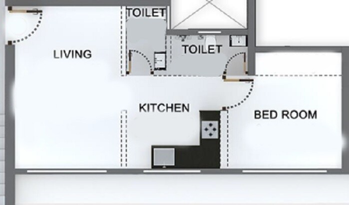 Floor plan of 1 BHK 330 Sq. Ft. Apartment in Bhoomi Samarth C Wing, Mumbai