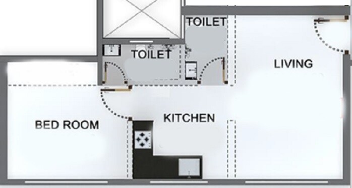 Floor plan of 1 BHK 430 Sq. Ft. Apartment in Bhoomi Samarth C Wing, Mumbai