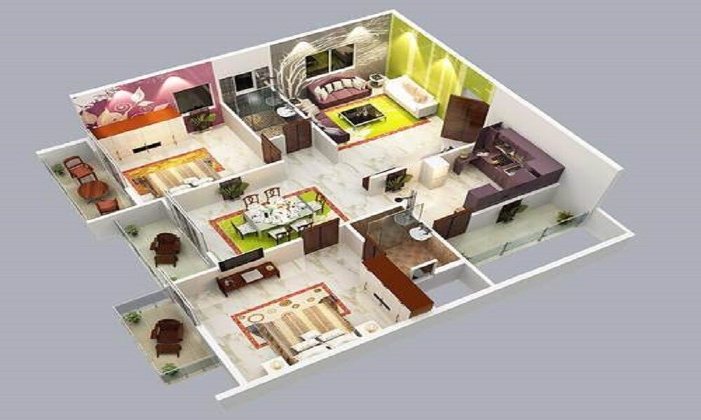 Floor plan of 2 BHK 1150 Sq. Ft. Apartment in Bhoomi Sarraswathi, Mumbai