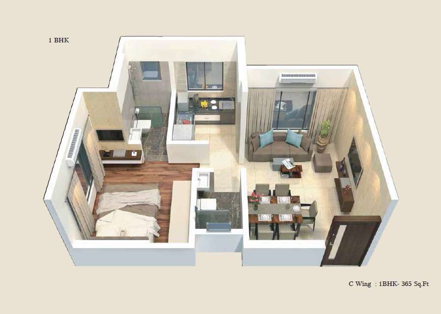 1 BHK 365 Sq. Ft. Apartment in Bindra Legacy